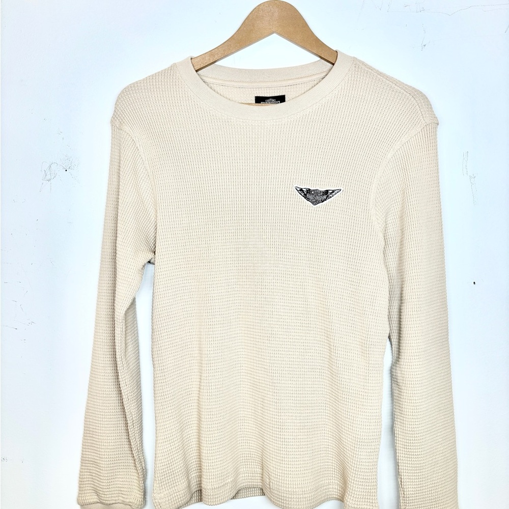 NWT Harley-Davidson Cream Waffle Knit Long Sleeve size S